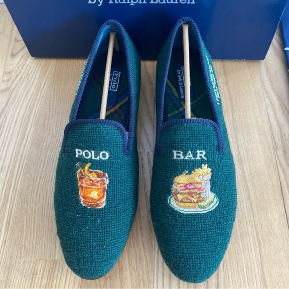 Ralph Lauren Paxton Polo Bar Dress Shoe Embroidered Loafers Needlepoint Slippers - Picture 2 of 9